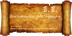 Bartakovics Bársonyka névjegykártya